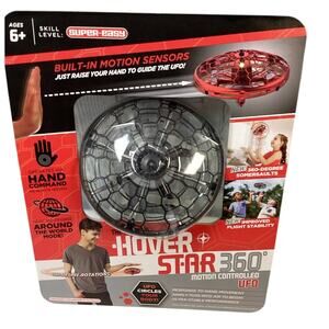 New NIP The Original Hover Star 360 Motion Controlled UFO Black Flying Toy